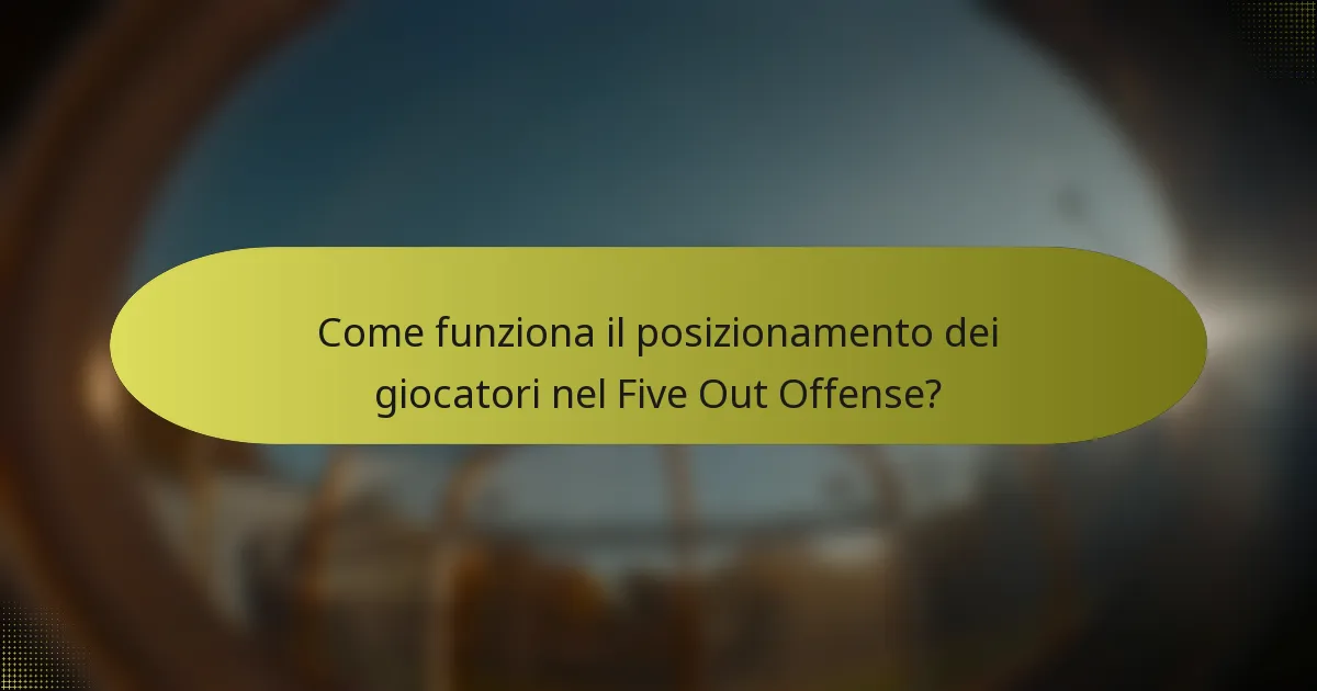 Come funziona il posizionamento dei giocatori nel Five Out Offense?