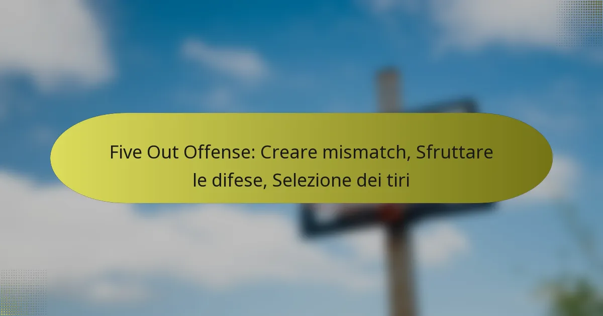 Five Out Offense: Creare mismatch, Sfruttare le difese, Selezione dei tiri