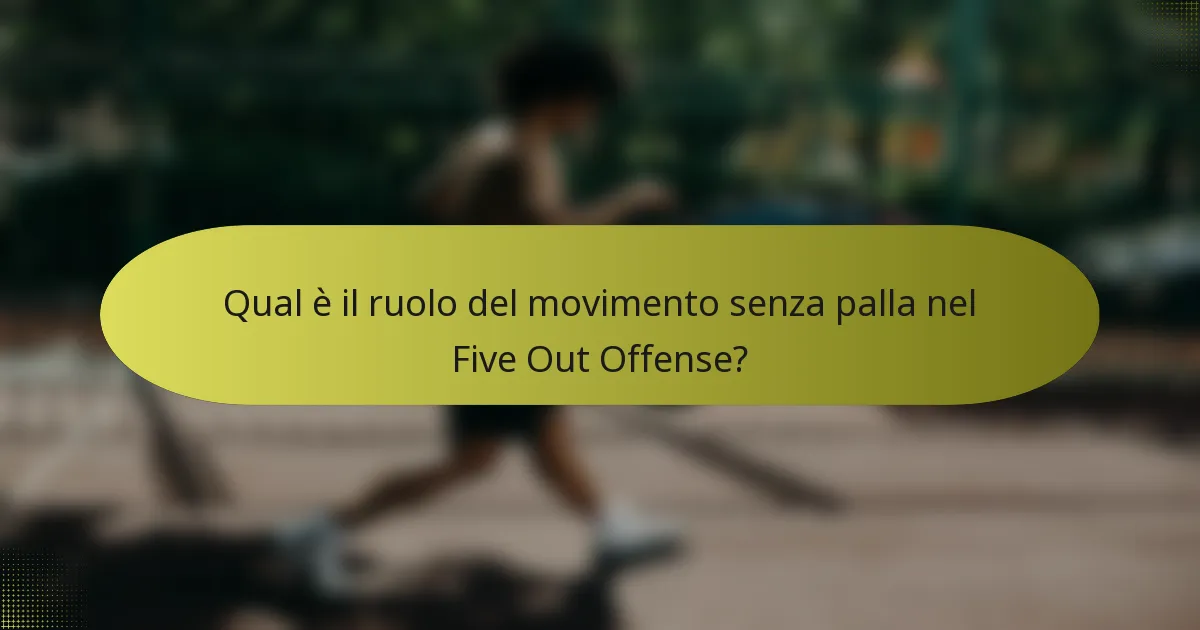 Qual è il ruolo del movimento senza palla nel Five Out Offense?